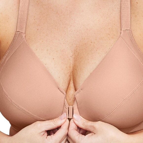 NEW Glamorise Size Front-Closure Smoothing Wonderwire Bra Cappuccino Brown 34C - Picture 2 of 12